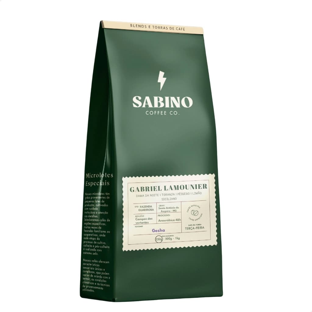 Café Especial GESHA Em Grãos Pêssego Limão Siciliano Toranja e Dama da Noite 250g - Sabino Coffee Gabriel Lamounier