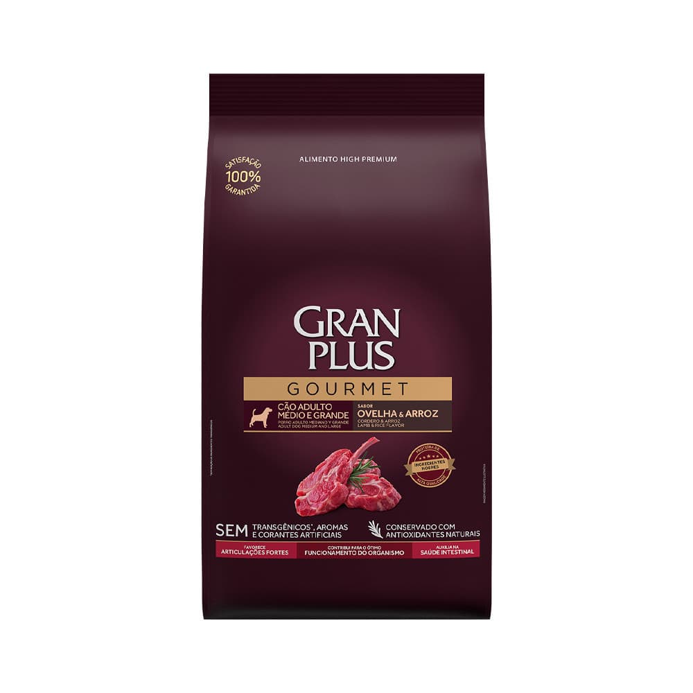 Ração para cães adulto porte médio e grande GranPlus Gourmet - 15kg