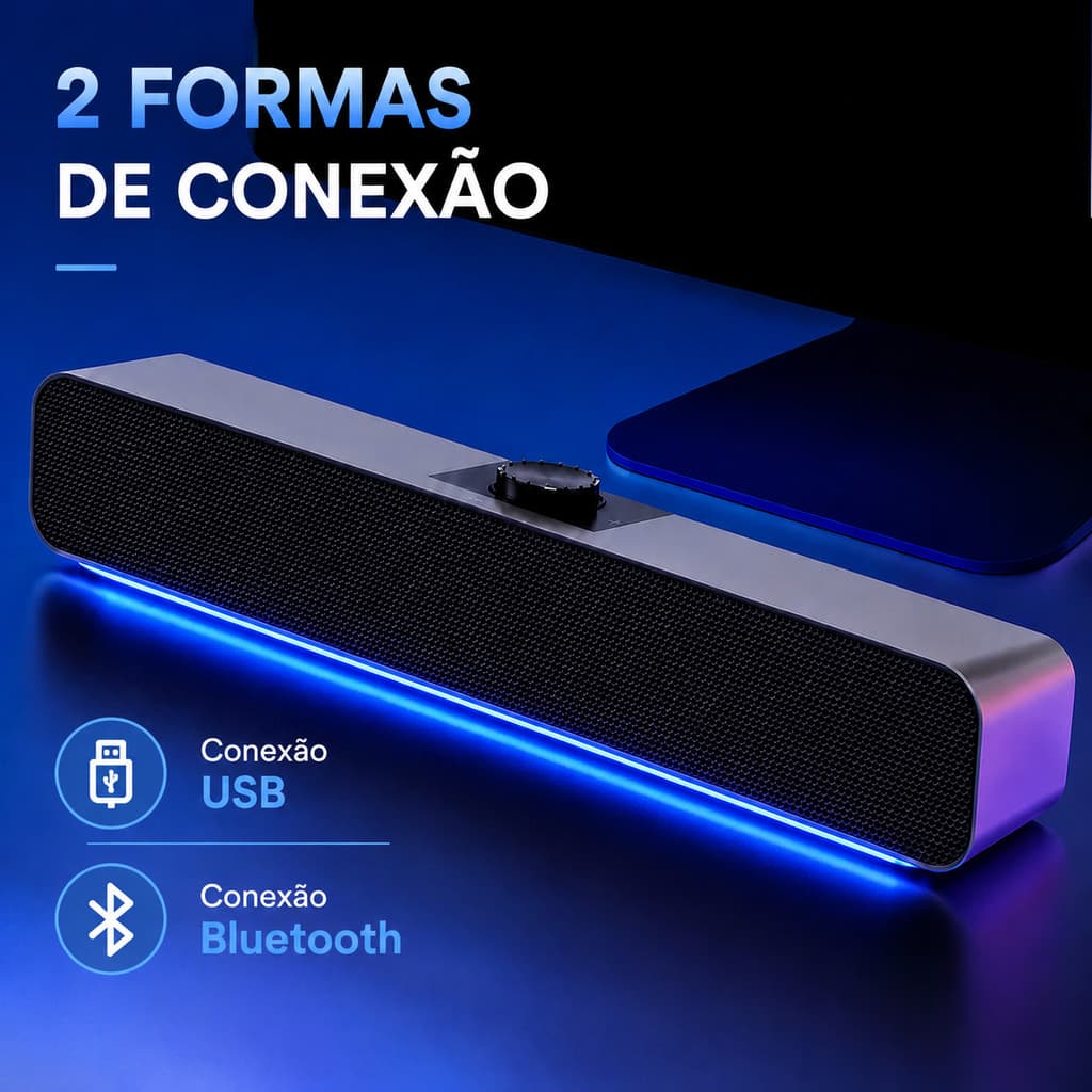 Soundbar para PC Gamer Caixa De Som Bluetooth Potente Som Estéreo Pc Notebook USB FD009