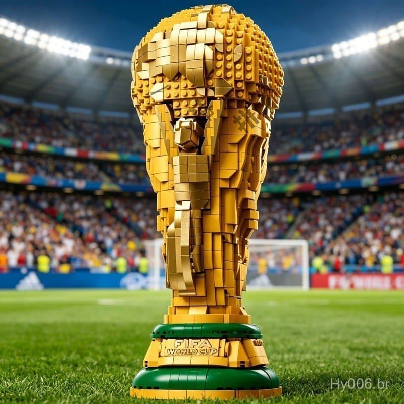 2842 peças de blocos de montar compatíveis com Lego, taça do Hercules da Copa do Mundo, troféu de futebol, decoração par