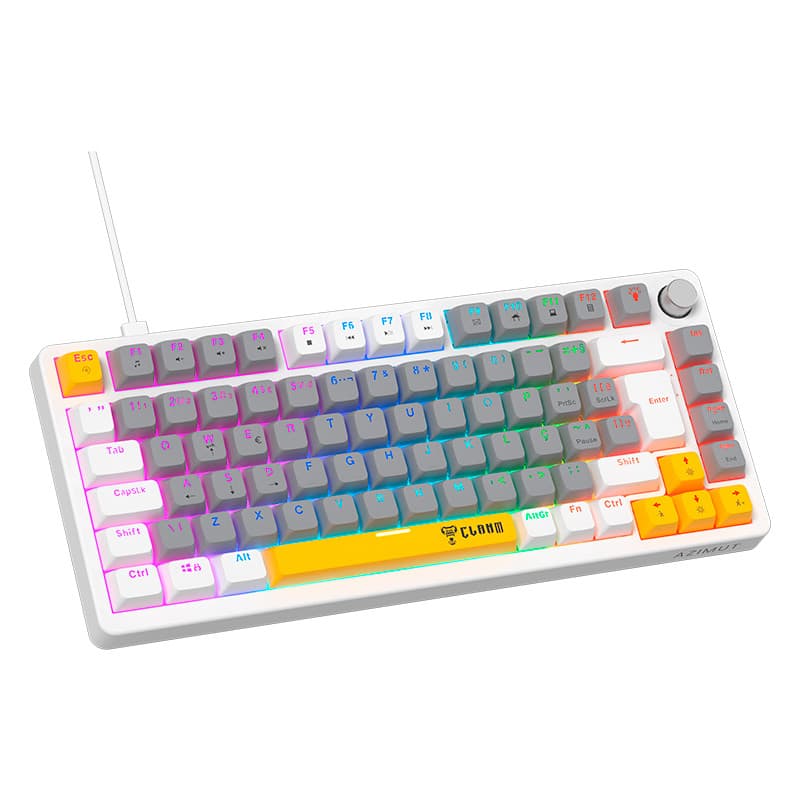 Teclado Gamer Mecânico CLANM Azimut Vega Branco 75% ABNT2 RGB Hot Swap Switch Red Anti-Ghosting USB