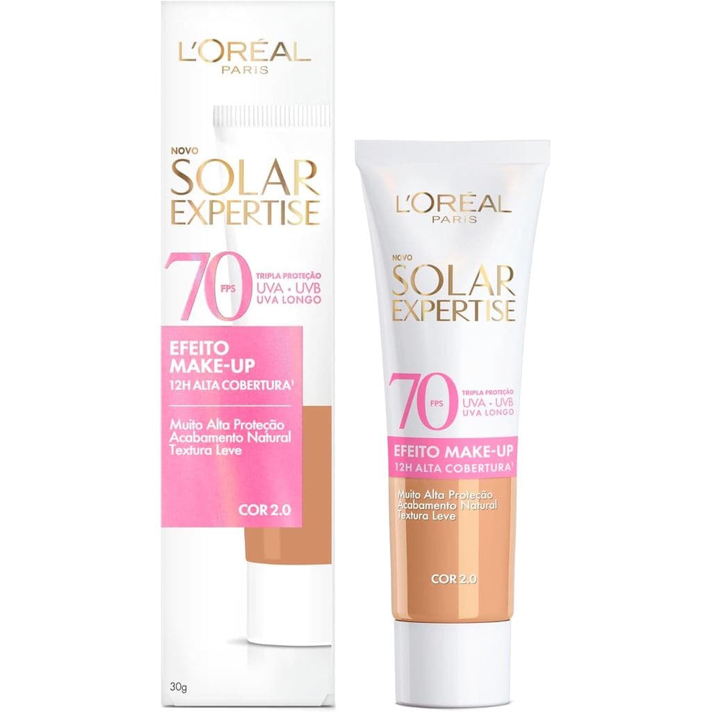 Protetor Solar Facial Loreal Expertise FPS70 Efeito Make-up 30g Com Base Cor 2.0