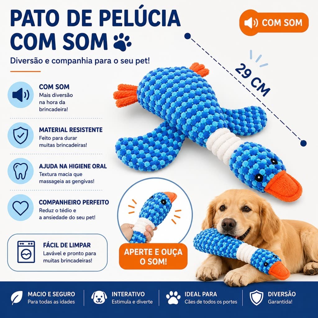 Brinquedo para Cachorro com Som em Pelúcia | Mordedor Resistente para Cães Pequenos, Médios e Grandes