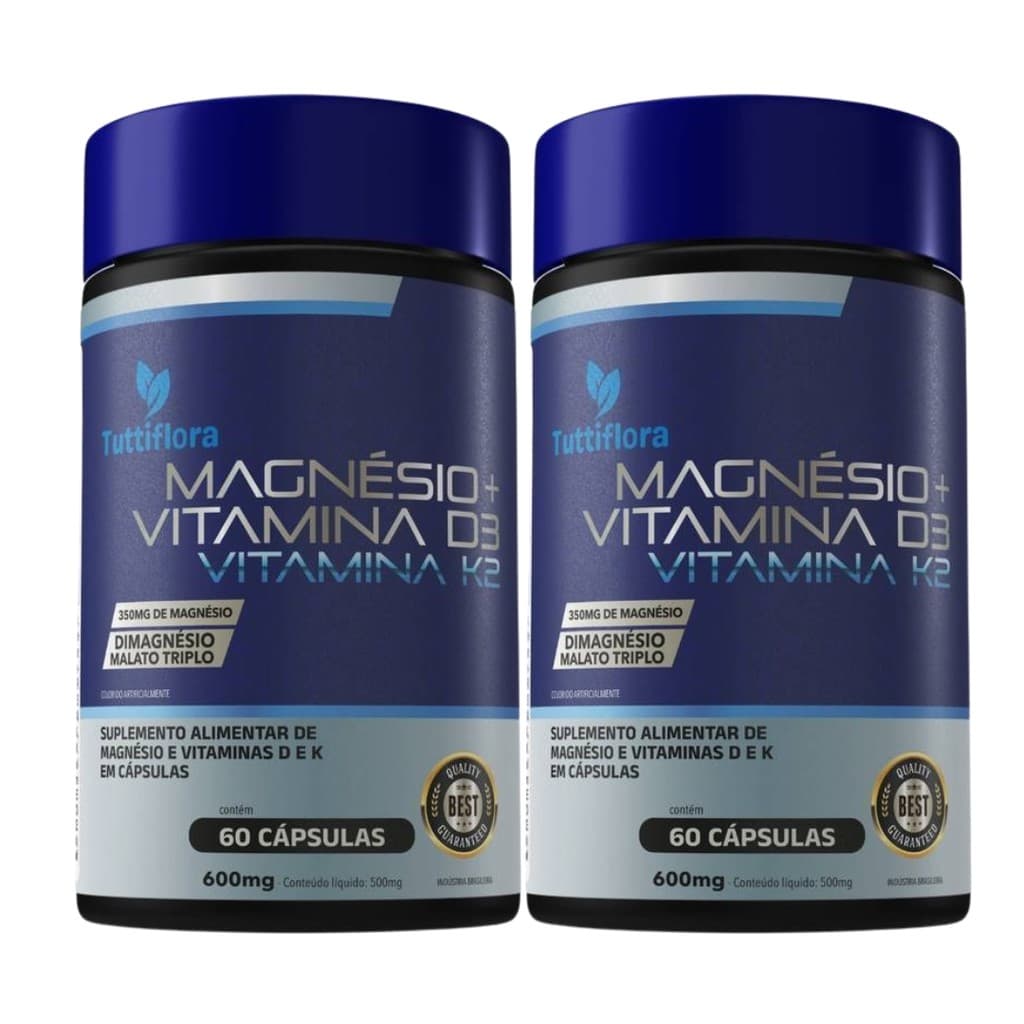 Kit 2x Magnésio + Vitamina D3 + Vitamina K2 60 Cápsulas Tuttiflora