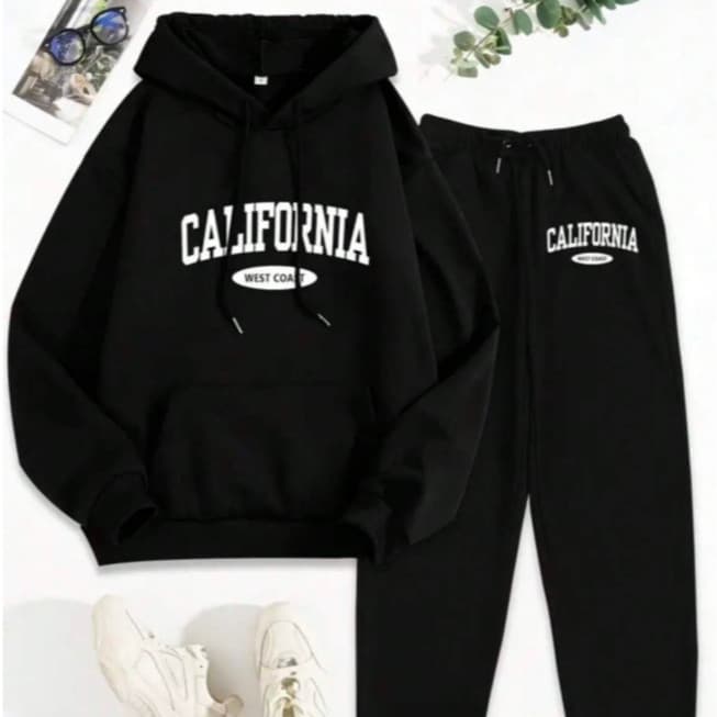 Conjunto Moletom Canguru de Algodão Califórnia Calça Moletom + Moletom Canguru Moda Gringa Envio Imediato!!