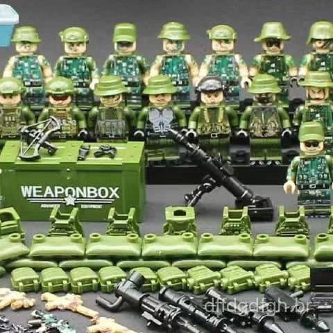 Compatível com blocos de montar militares Lego chineses, minifiguras das Forças Especiais SWAT, montagem de brinquedos e