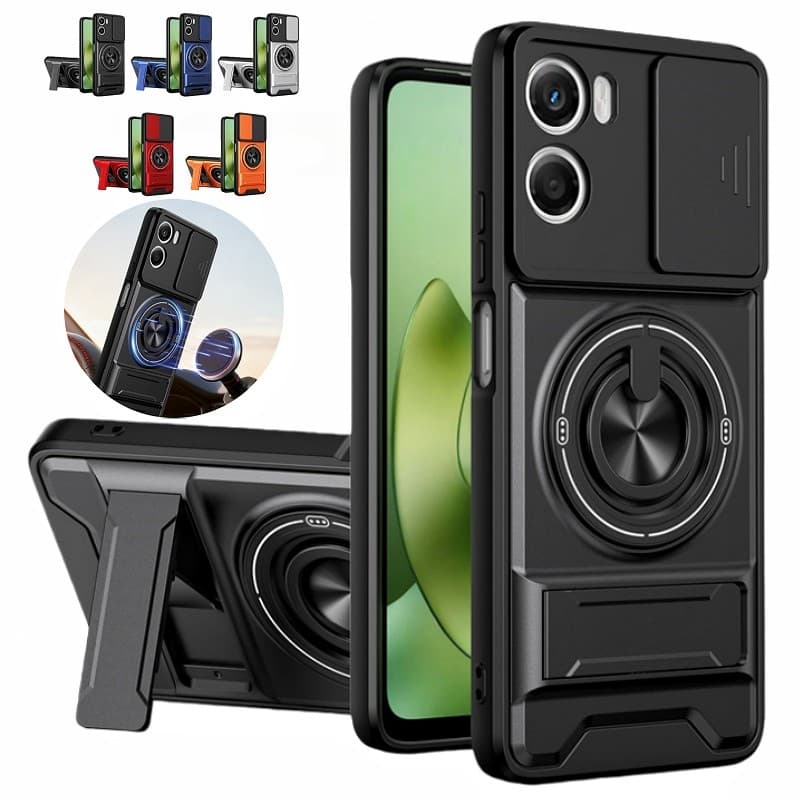 Caso Armadura Para Motorola G06 4G Slide Câmera Lente Protetor Capa Traseira Moto G06 Power 4G Carro Anel Magnético Supo
