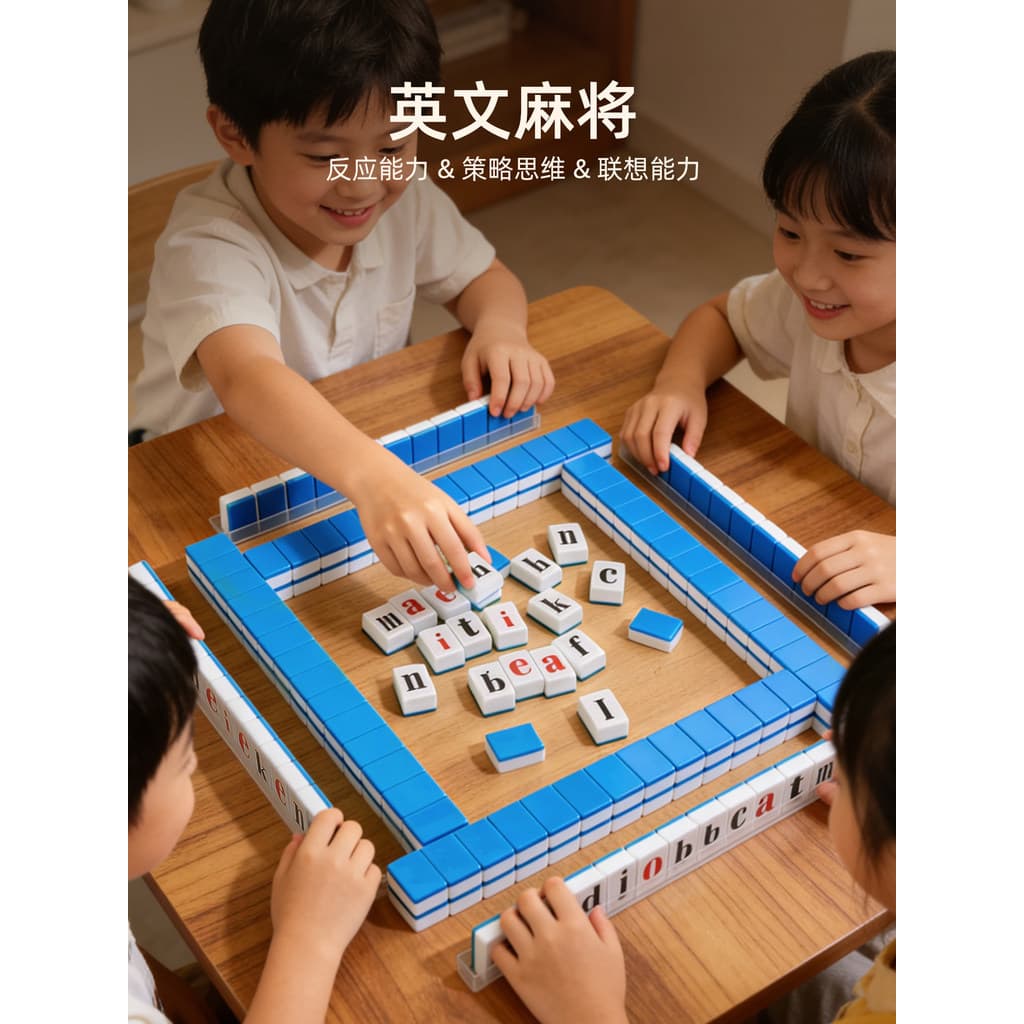 Inglês Mahjong Card Jogo de Tabuleiro Infantil Interação Pai-Filho Ano Novo Chinês Festa em Família Pensando Jogo de Tab