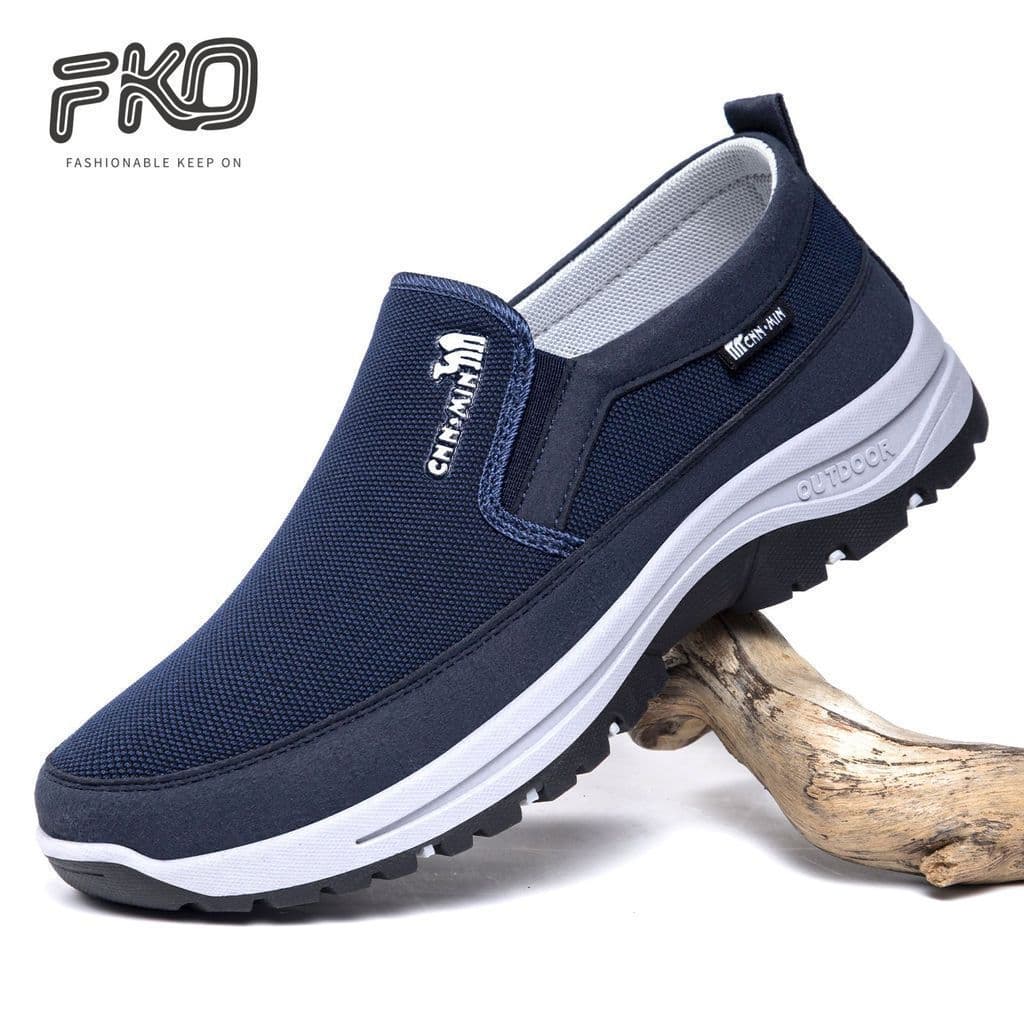 Tênis esportivos casuais para homens de meia-idade e idosos, slip-on, sola macia, antiderrapante, tênis para caminhada V