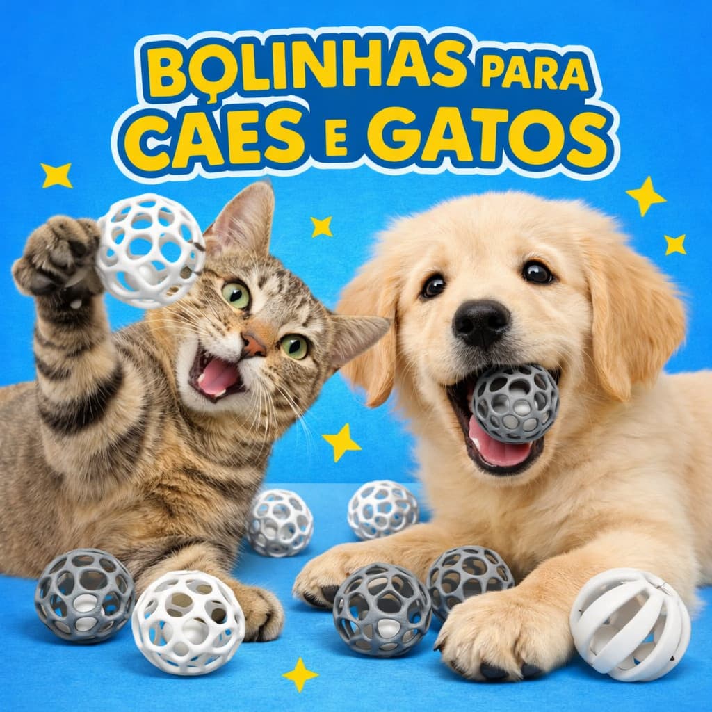 Bolinhas Para Gato e Cachorro Brinquedo Interativo Pet Bola Vazada Mordedor Leve Pequena Com Guizo Brinquedo Para Filhot