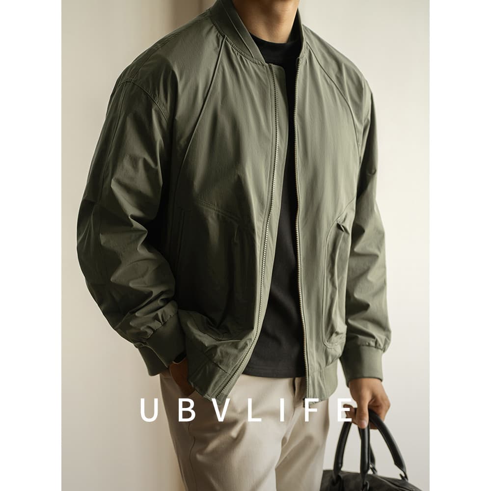 UBV American Retro MA-1 Jaqueta Bomber Gola de Beisebol Jaqueta Masculina 2025 Outono Casual Jaqueta Solta