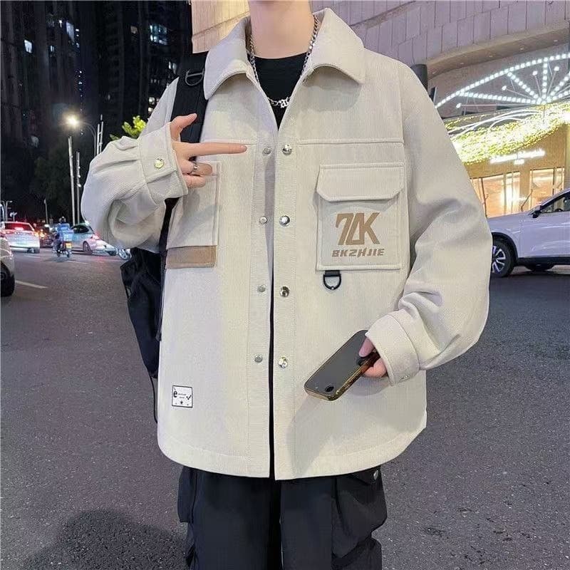 Jaqueta masculina americana, nova jaqueta-camisa masculina para primavera e outono, Street Wear, gola solta, jaqueta par