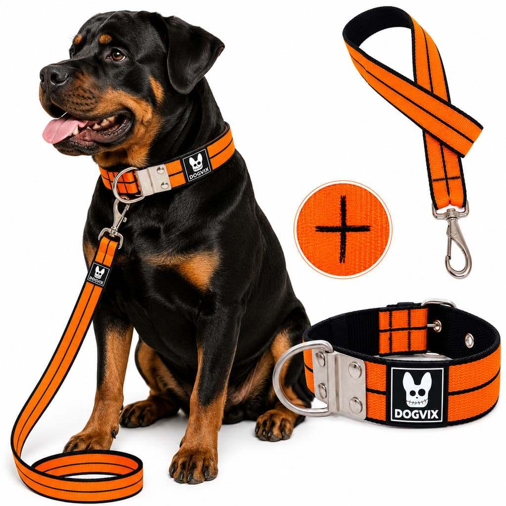 Coleira + Guia Premium Forte Para Cachorro Pitbull Grande Porte Resistente Brutus Pet