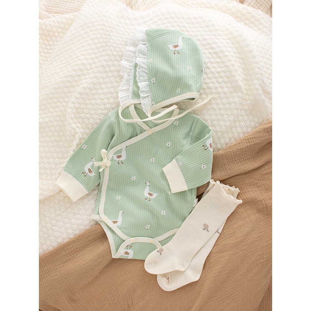 Bebê menina aberto primavera estilo roupas de bebê 00-6 meses bebê recém-nascido mês inteiro cem dias roupas desossadas 
