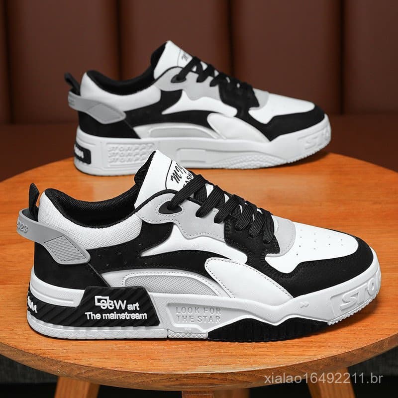 Novos tênis masculinos de primavera, tênis respiráveis, sapatos brancos versáteis e elegantes, tênis esportivos com sola