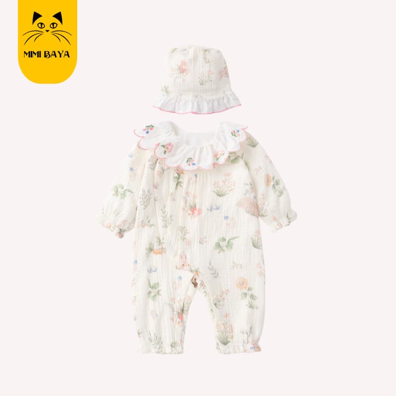Bebê bebê Floral puro algodão macacão primavera outono exterior usar roupas infantis primavera roupas moda menina bebê p