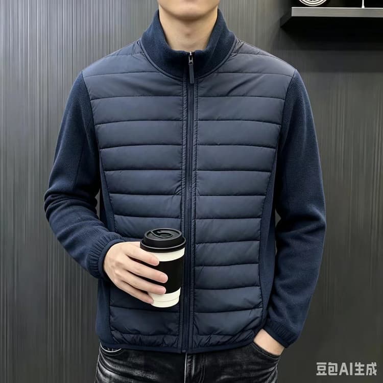2026 Jaqueta masculina de inverno leve com gola alta, jaqueta acolchoada de algodão pequena, jaqueta acolchoada interna 