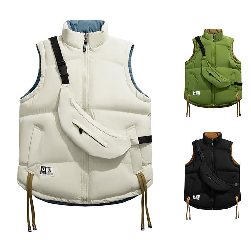 Jaqueta dupla face masculina colete moda masculina Extra grossa jaqueta quente colete de algodão masculino juventude