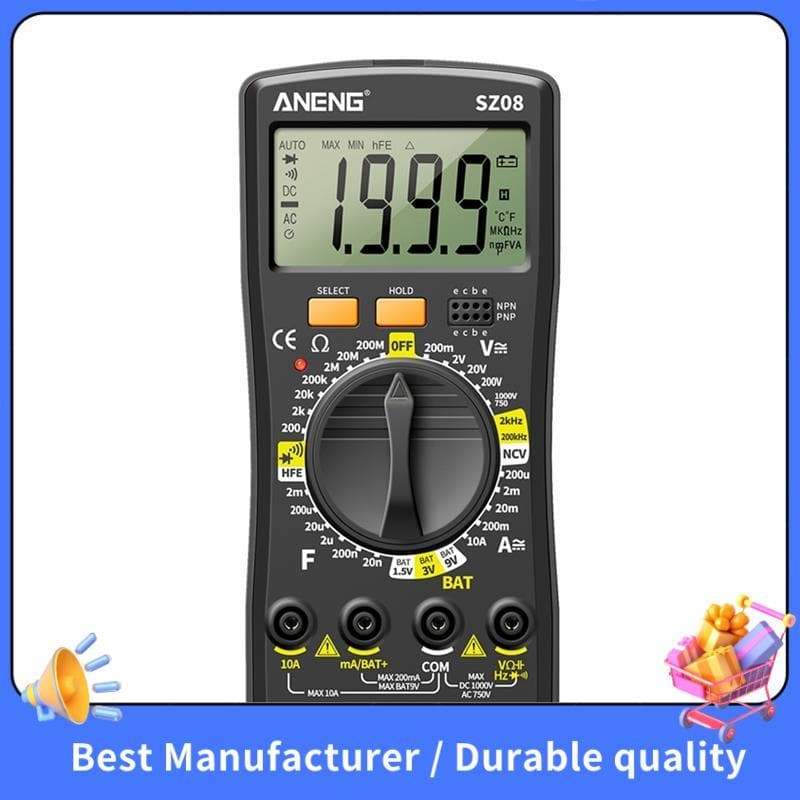 SZ08 Multímetro Digital Armazenamento Ultrafino Multimetro Profissional Voltímetro Automático AC DC Resistência Testador