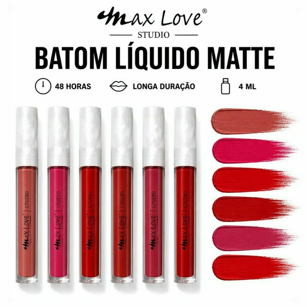Batom Líquido Matte 48h Max Love – Longa Duração, Cobertura Uniforme e Acabamento Natural