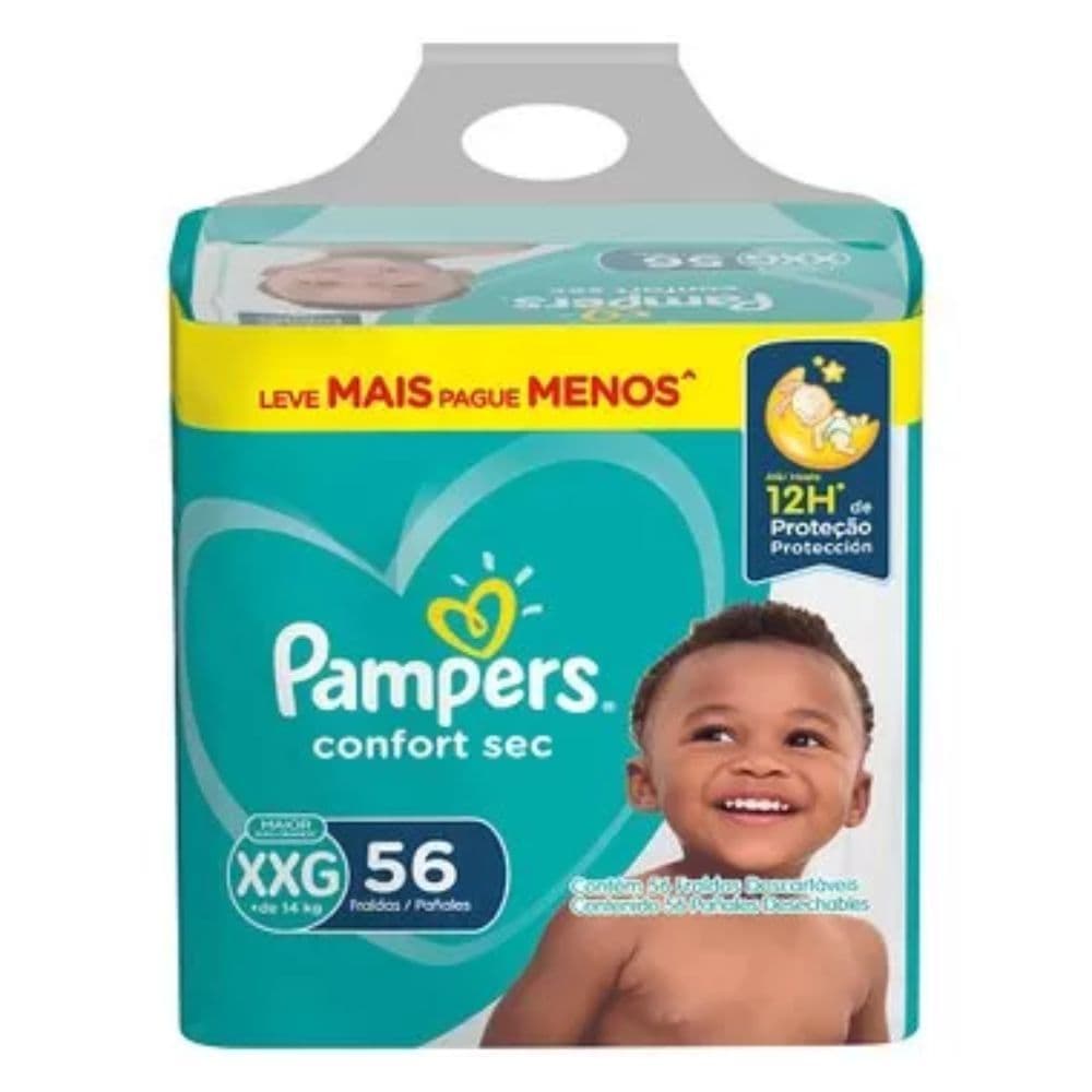 Fralda Pampers Confort Sec Fortebag Tam XXG 56 unidades