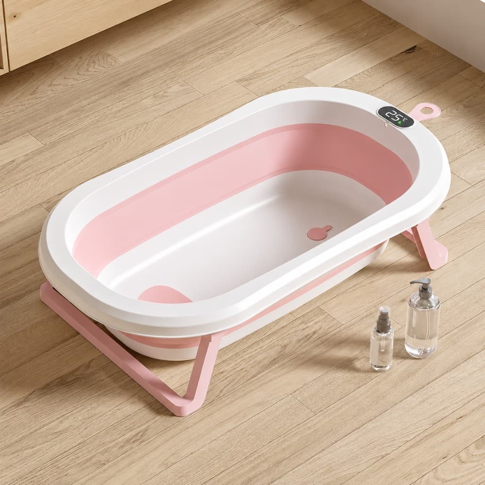 Banheira Retrátil Bebê Rosa Com Termômetro Deend