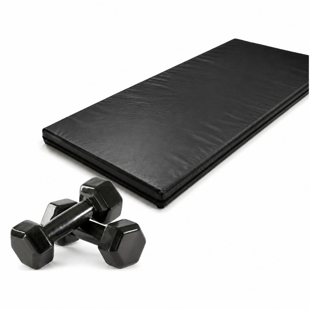 Desconto! Kit Fitness Completo Par de Halteres Sextavado Emborrachado 3kg + Colchonete Academia Preto 90x40x3cm