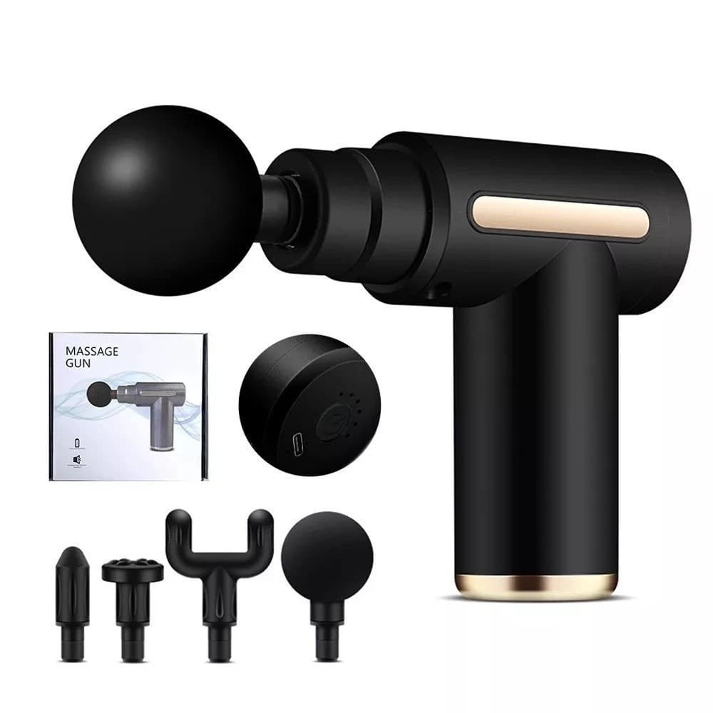 Massageador Elétrico Recarregavel Portatil Profissional Muscular Pistola 6 Velocidades Voltagem Luuk Young Mb55 Cinza