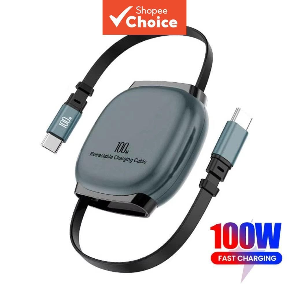  Cabo de Dados Retrátil PD 100W Tipo C para Tipo C de Carregamento Rápido para Celular