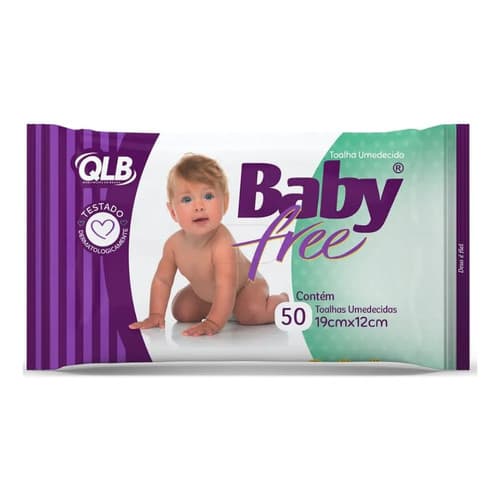 Toalha Lenço Umedecido Infantil Baby Free 50 Un Qlb