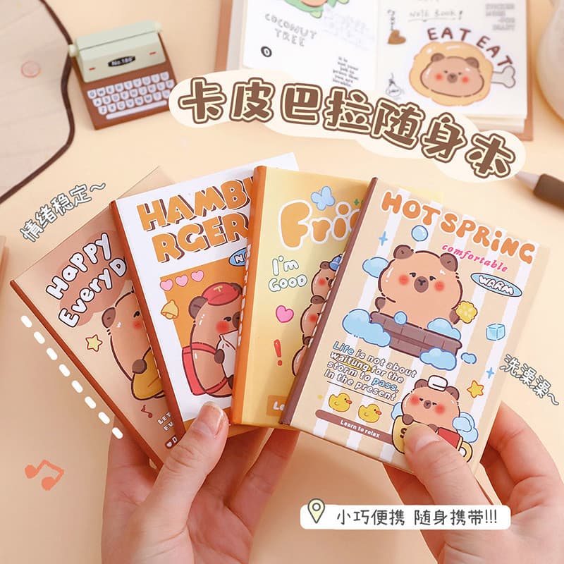 Kapibara A7 Notebook Cartoon Capivara Bolso Notebook Estudante Mini Portátil Bloco de Notas Notebook Portátil