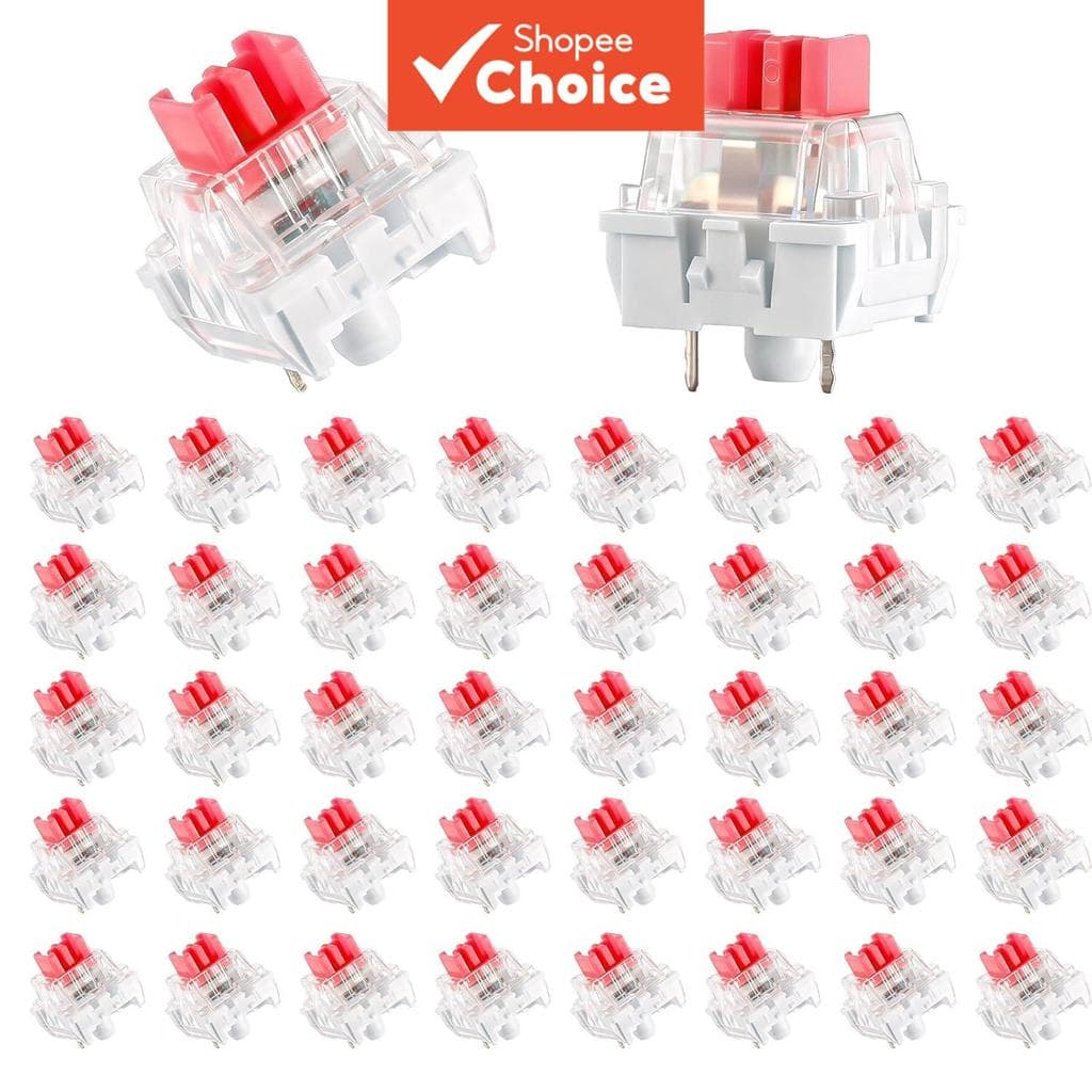 Interruptores de Teclado Mecânico, 50 Peças 3 PIN Teclados Vermelhos com Clique para Impressões 3D, Interruptores à