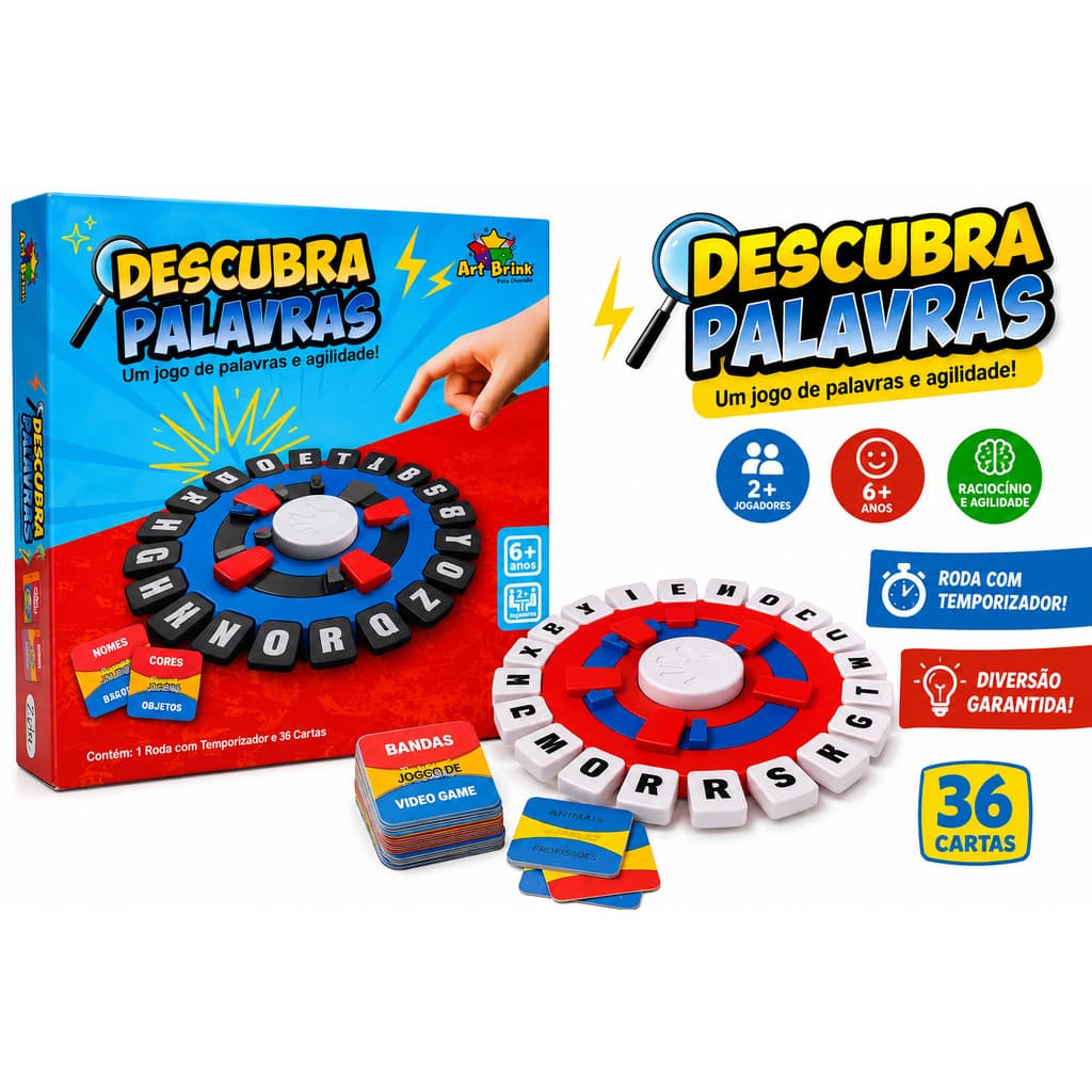 Brinquedo Tapple Jogo De Tabuleiro Stop Trava Letras Versão Em Português Com Temporizador para Familia 24cm