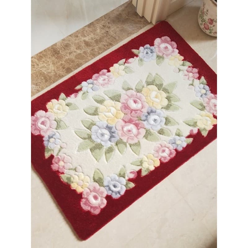 Rosa vermelha entrada casa tapete engrossado antiderrapante porta tapete decorativo pé sala de casamento cobertor cabece