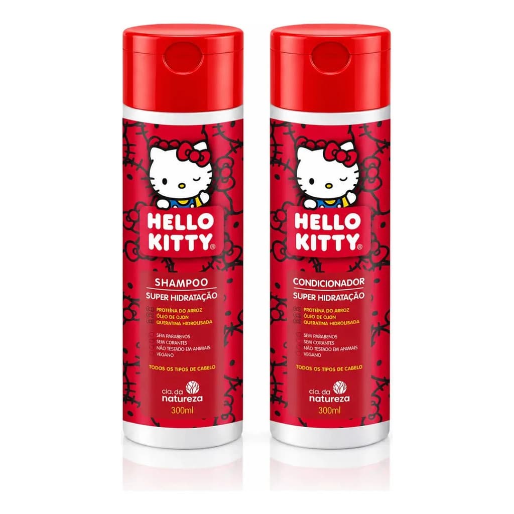 Kit Hello Kitty Shampoo 300ml + Condicionador 300 ml -Super Hidratante Todos os tipos de cabelos-PARA TEENS E ADULTOS