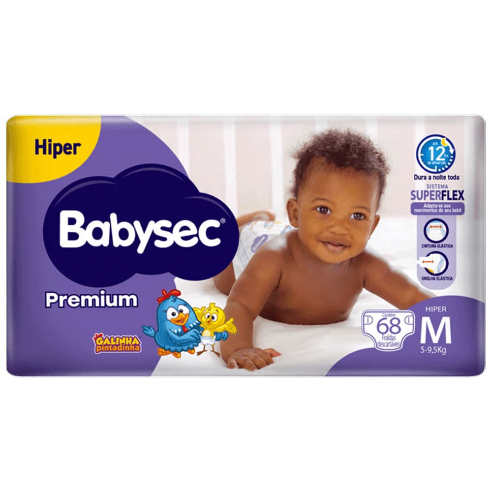Fralda Descartável Babysec Premium Hiper M 68 Unidades