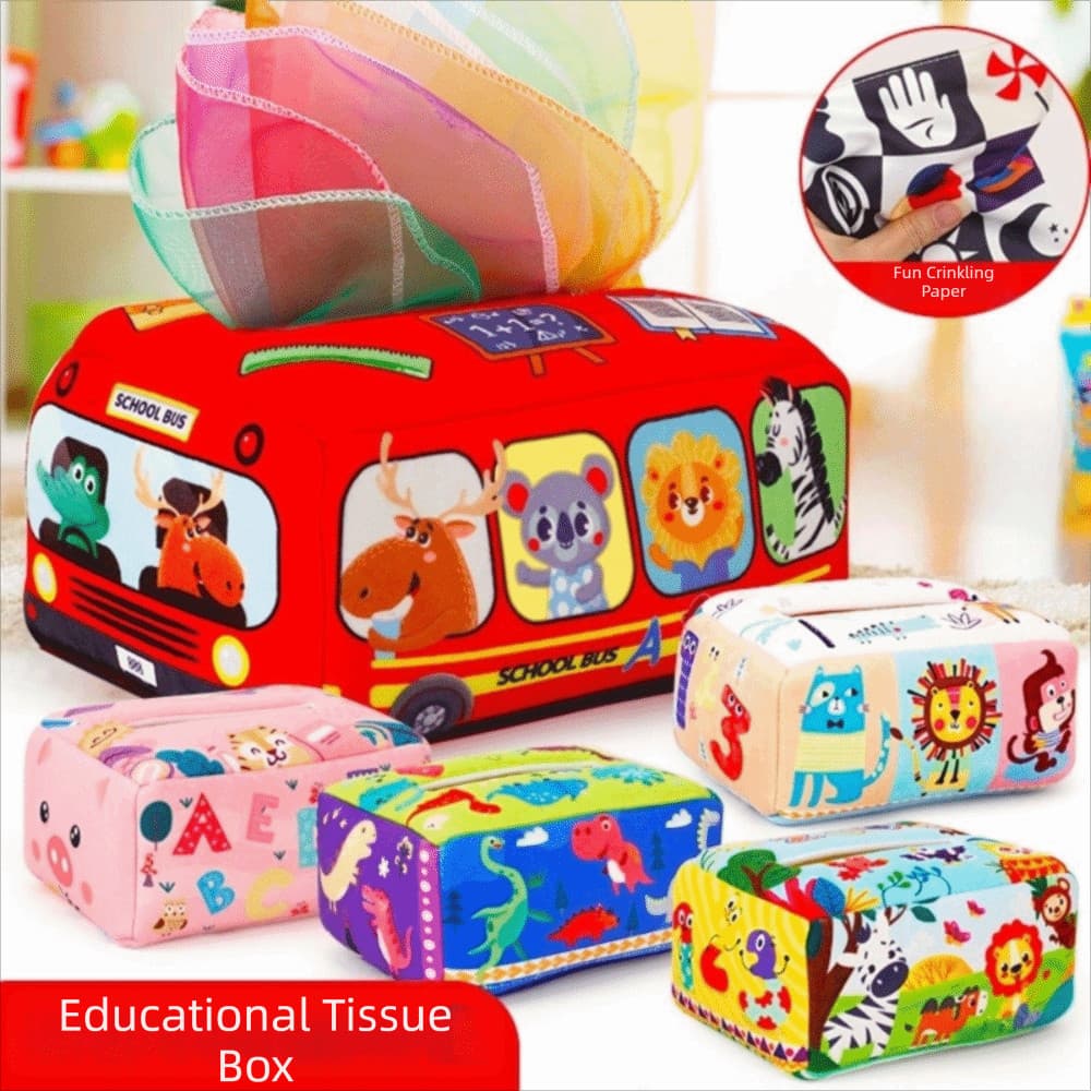 Brinquedos Educativos Interativos Da Caixa De Tecido , Brinquedo Montessori Do Bebê Macio Tração Infantil Pano Dobra
