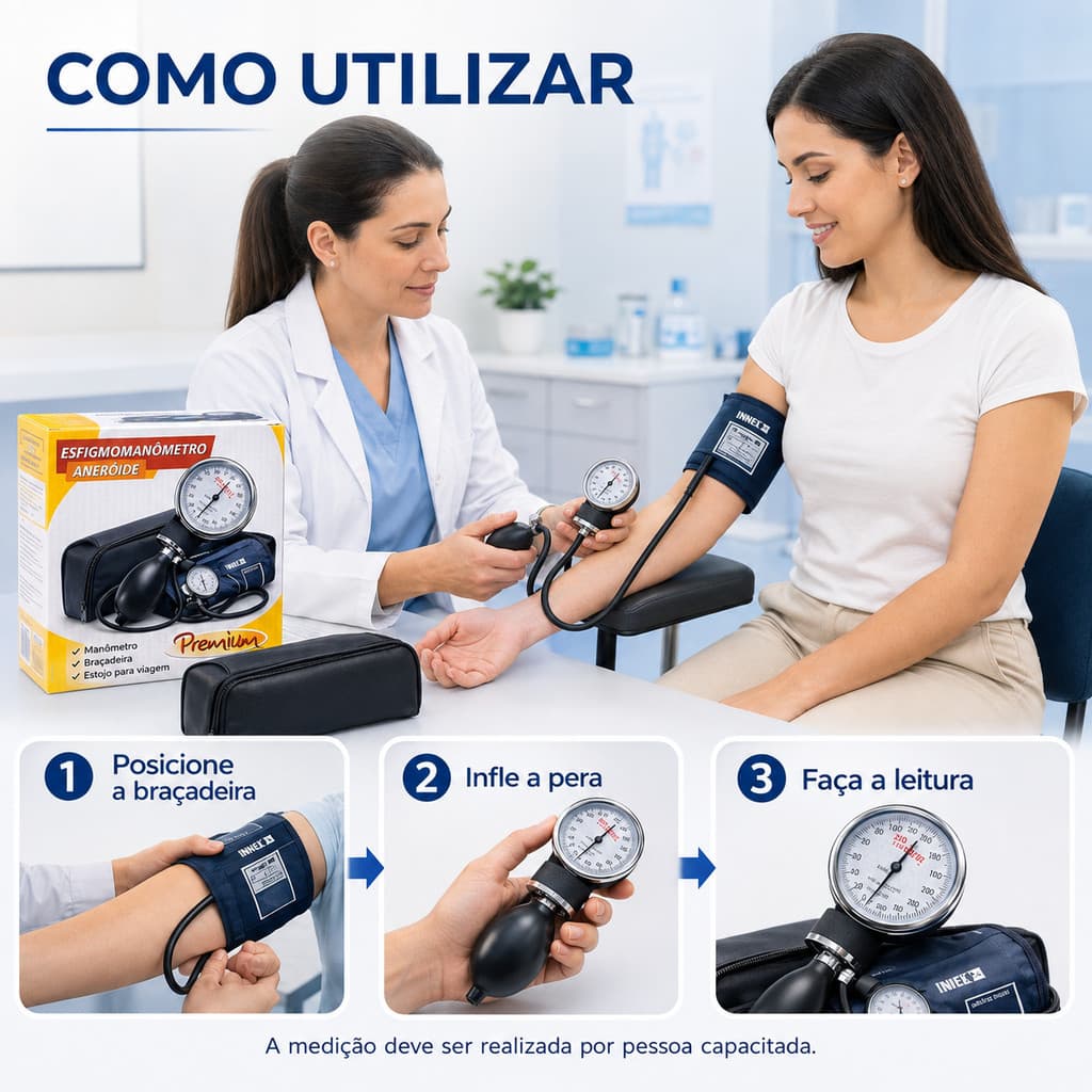 Esfigmomanometro para Obeso Premium Aparelho de Pressao Arterial Manual Extra Grande