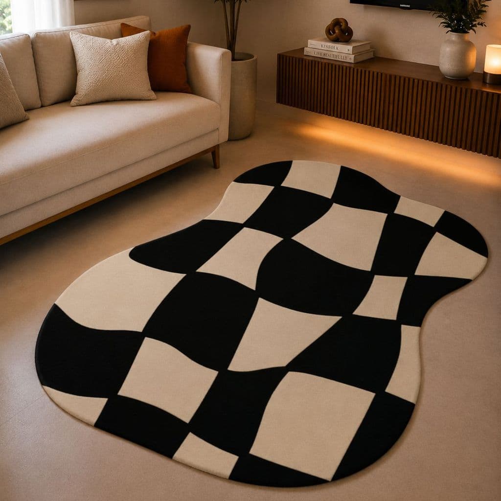 Tapete Orgânico Decorativo 117x67cm Antiderrapante para Sala e Quarto 066