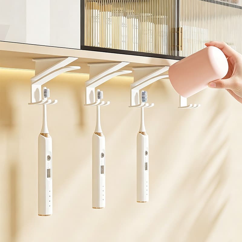 Suporte de escova de dentes infantil de parede, sem perfuração, prateleira de banheiro, rack de armazenamento de parede,