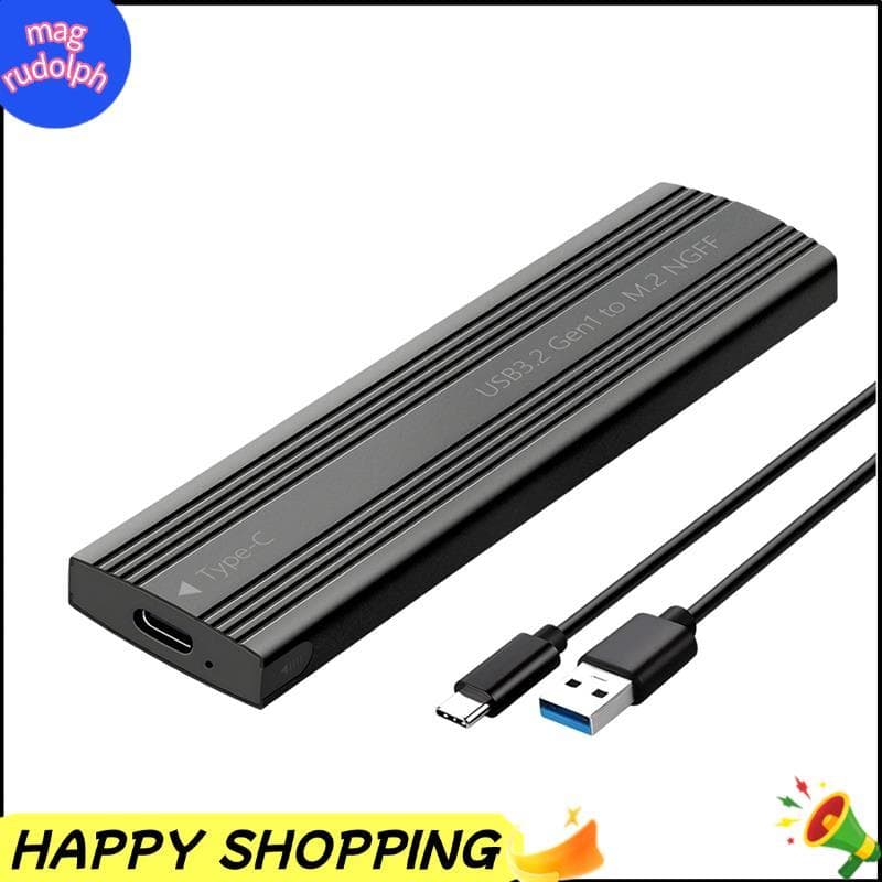 M . 2 SATA SSD Gabinete Caso USB3.2 Gen1 5Gbps Tipo-C Caixa De Disco Rígido Externo NGFF B + Chave Preto