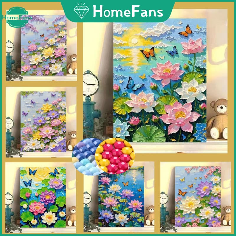 Ypdhfflores De Lótus Subaquáticas 5D DIY Pintura De Diamante Quadrado Redondo Strass Ponto Cruz Decoração De Parede Para