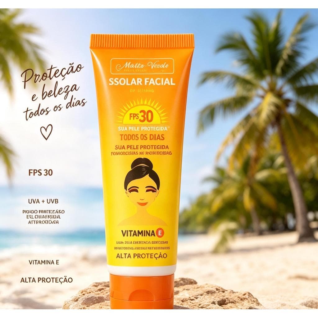 kit 2 kit 4 kit 6 Protetor Solar Facial FPS 30 com Vitamina E 50 g - Protetor solar-Laranja