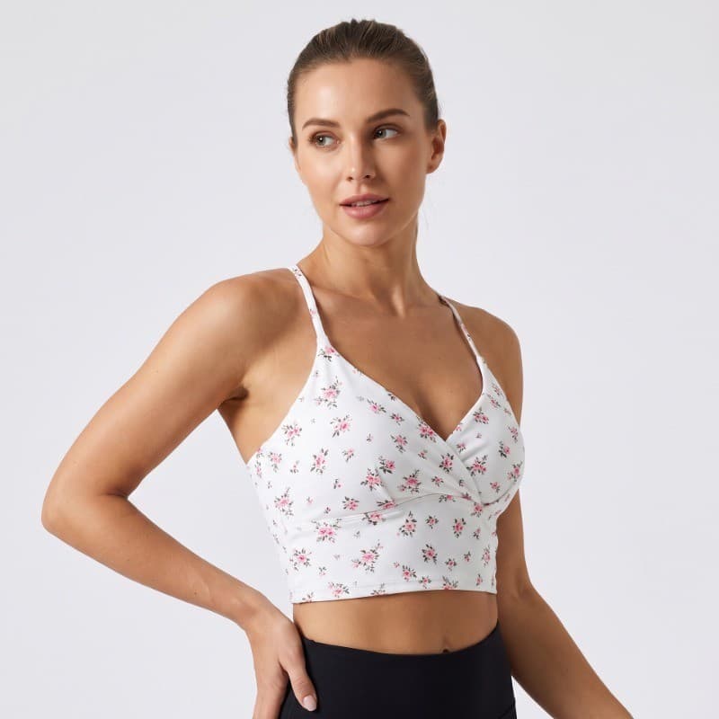 Colete de Yoga feminino com almofada no peito copo fixo bela volta roupa interior esportiva correndo roupas de Fitness