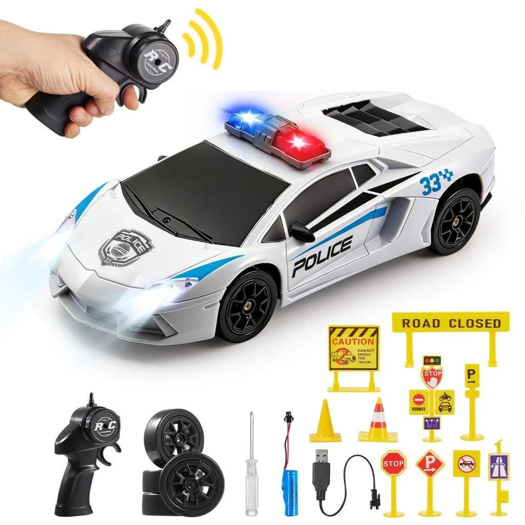 JogoJunto Carrinho Controle Remoto Drift 4x4 RC 1:24 2.4GHz Alta Velocidade 20km/h LED Recarregável 2 Baterias 500mAh