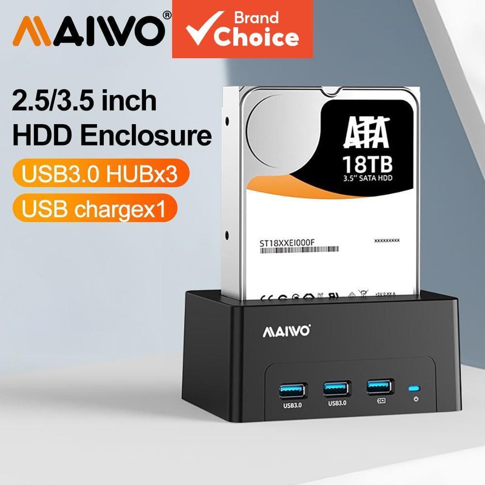MAIWO 3.5 Case HD Externa USB para SATA Estação de Acoplamento para HD/SSD SATA 2.5 / 3.5 com 2 portas USB 3.0 e 1