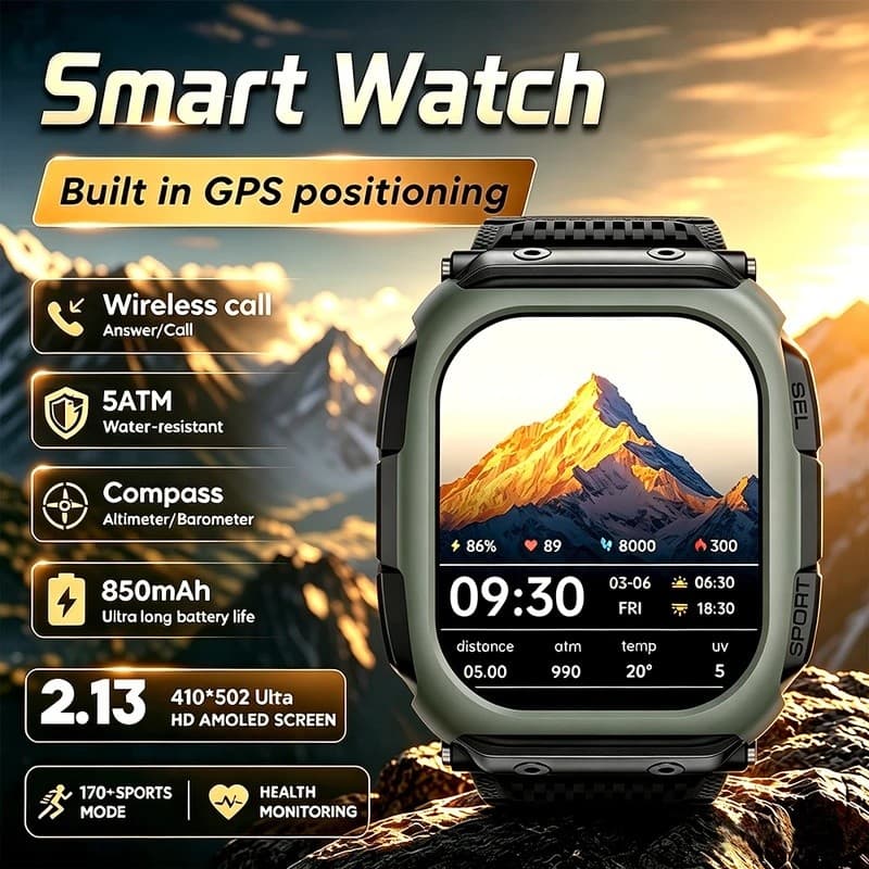 DM66 Outdoor GPS Offline Mapas Smartwatch Relógio Inteligente Homens BT Chamada Bússola À Prova D'água Relógios Intelige