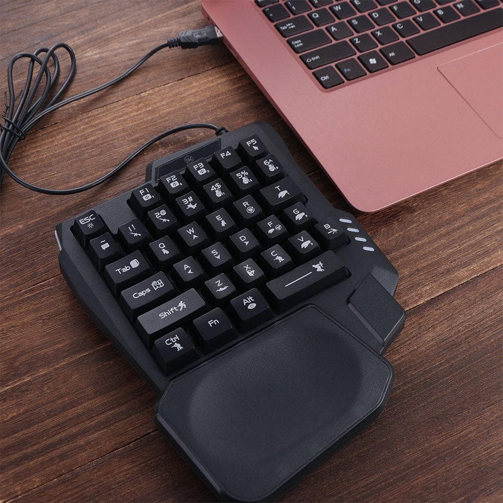 Teclado Com Uma Mão , Mini Luminoso De Única , Mecânico Para Jogos Fio De 35 Teclas