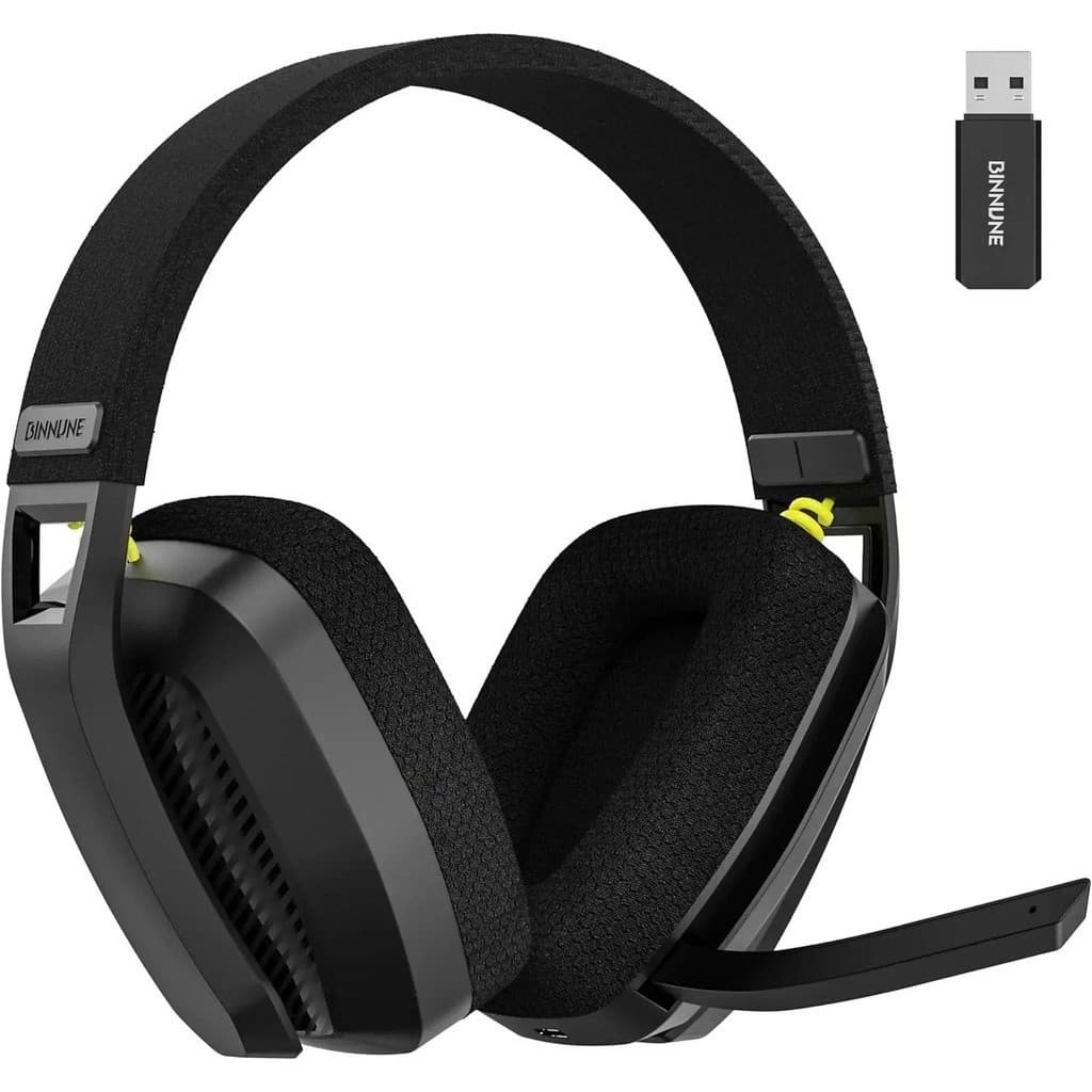 BINNUNE BW06 Fone De Ouvido Sem Fio Para Jogos 2.4G Com Microfone Flip ENC PC , PS4 , PS5 , Fones Bluetooth De Modo Dupl