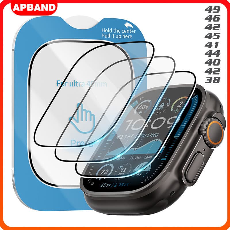 Kit 6 Película Protetora Com Vidro Para Relógio Smartwatch Apple Watch SE Ultra 4 3 2 49 46 42 41mm Series 11 10 9 8 7